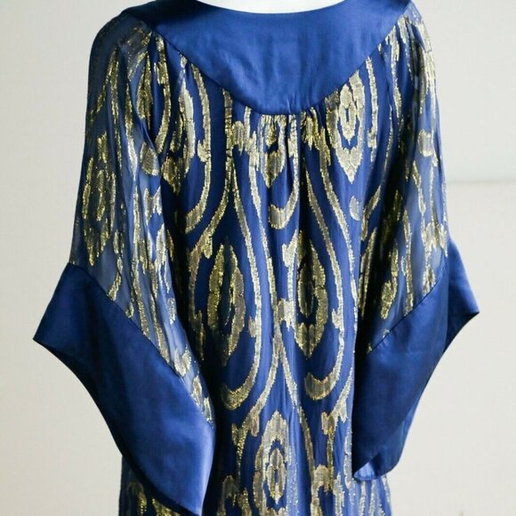 Halston  Heritage Silk and Gold Metallic Top - Picture 6 of 10